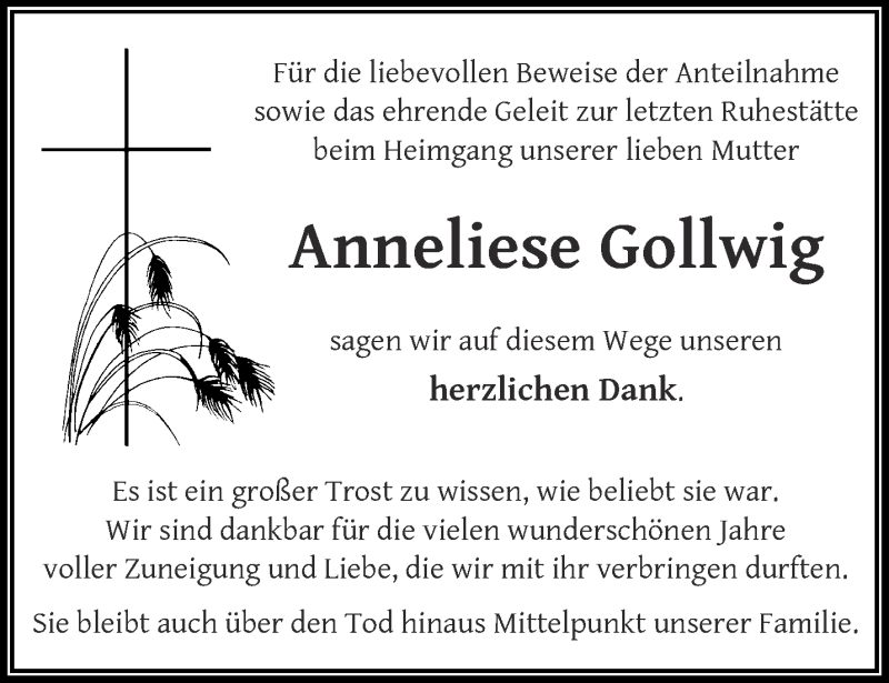  Traueranzeige für Anneliese Gollwig vom 28.10.2017 aus trauer.wuppertaler-rundschau.de