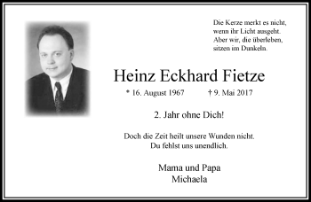 Traueranzeige von Heinz Eckhard Fietze von trauer.extra-tipp-moenchengladbach.de
