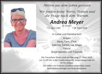 Traueranzeigen Von Andrea Meyer Trauer Und Gedenken