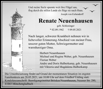 Traueranzeige von Renate Neuenhausen von trauer.extra-tipp-moenchengladbach.de