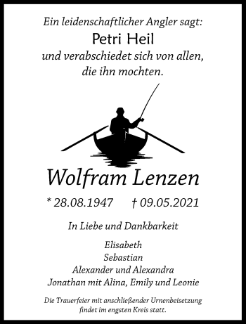 Traueranzeige von Wolfram Lenzen von trauer.extra-tipp-moenchengladbach.de