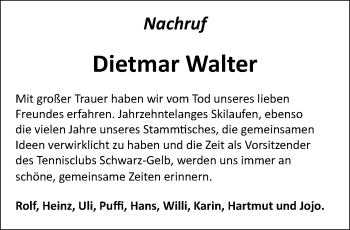 Traueranzeige von Dietmar Walter von trauer.mein.krefeld.de