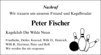 Traueranzeige von Peter Fischer von trauer.mein.krefeld.de