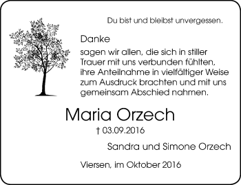 Traueranzeige von Maria Orzech von trauer.extra-tipp-moenchengladbach.de