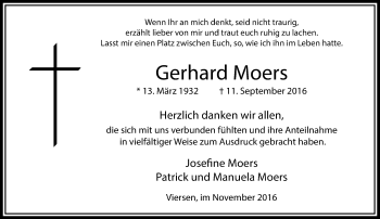 Traueranzeige von Gerhard Moers von trauer.extra-tipp-moenchengladbach.de