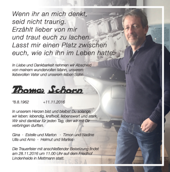 Traueranzeige von Thomas Schorn von trauer.duesseldorfer-anzeiger.de