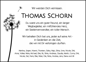 Traueranzeige von Thomas Schorn von trauer.duesseldorfer-anzeiger.de