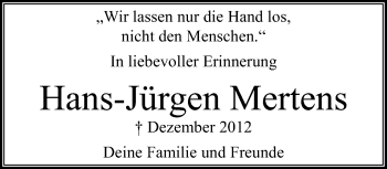 Traueranzeige von Hans-Jürgen Mertens von trauer.mein.krefeld.de