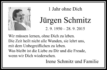 Traueranzeige von Jürgen Schmitz von trauer.extra-tipp-moenchengladbach.de