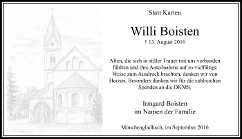 Traueranzeige von Willi Boisten von trauer.extra-tipp-moenchengladbach.de