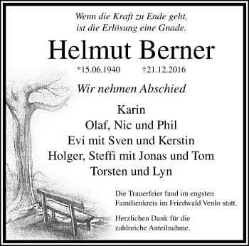 Traueranzeige von Helmut Berner von trauer.mein.krefeld.de