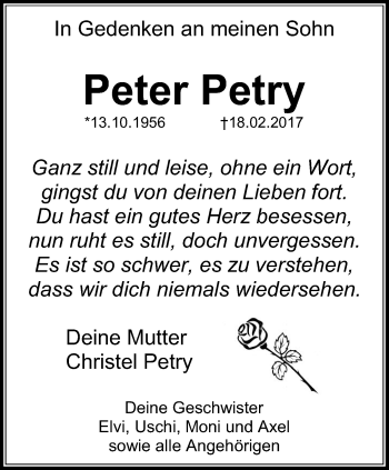 Traueranzeige von Peter Petry von trauer.duesseldorfer-anzeiger.de