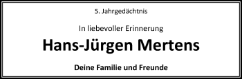 Traueranzeige von Hans-Jürgen Mertens von trauer.mein.krefeld.de