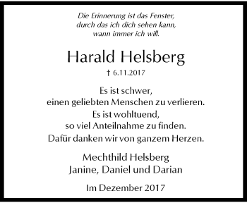 Traueranzeige von Harald Helsberg von trauer.wuppertaler-rundschau.de