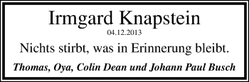 Traueranzeige von Irmgard Knapstein von trauer.mein.krefeld.de