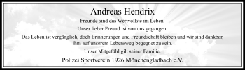 Traueranzeige von Andreas Hendrix von trauer.extra-tipp-moenchengladbach.de