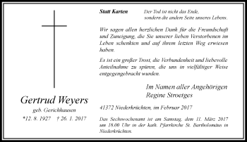 Traueranzeige von Gertrud Weyers von trauer.extra-tipp-moenchengladbach.de