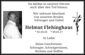 Traueranzeige von Helmut Flehinghaus von trauer.wuppertaler-rundschau.de