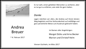 Traueranzeige von Andrea Breuer von trauer.extra-tipp-moenchengladbach.de
