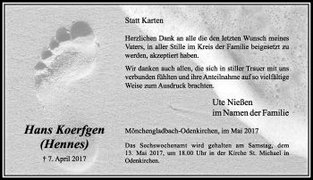 Traueranzeige von Hans Koerfgen von trauer.extra-tipp-moenchengladbach.de