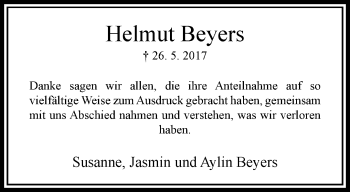 Traueranzeige von Helmut Beyers von trauer.extra-tipp-moenchengladbach.de