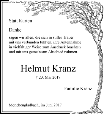 Traueranzeige von Helmut Kranz von trauer.extra-tipp-moenchengladbach.de