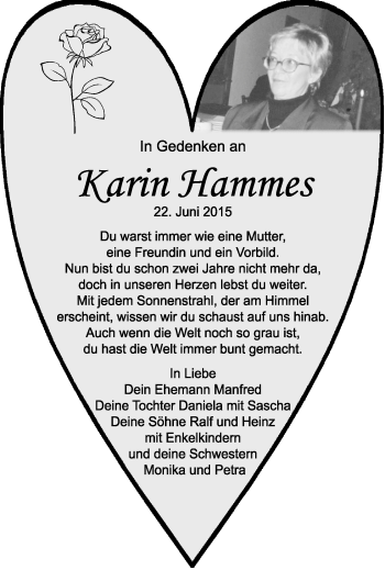 Traueranzeige von Karin Hammes von trauer.extra-tipp-moenchengladbach.de