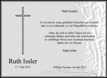 Traueranzeige von Ruth Issler von trauer.extra-tipp-moenchengladbach.de