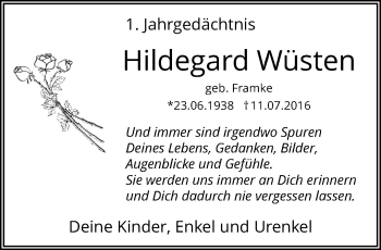 Traueranzeige von Hildegard Wüsten von trauer.mein.krefeld.de