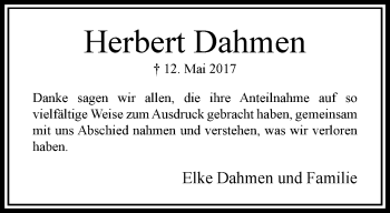 Traueranzeige von Herbert Dahmen von trauer.extra-tipp-moenchengladbach.de