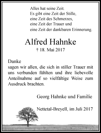 Traueranzeige von Alfred Hahnke von trauer.extra-tipp-moenchengladbach.de