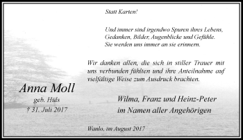 Traueranzeige von Anna Moll von trauer.extra-tipp-moenchengladbach.de