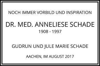 Traueranzeige von Anneliese Schade von trauer.mein.krefeld.de