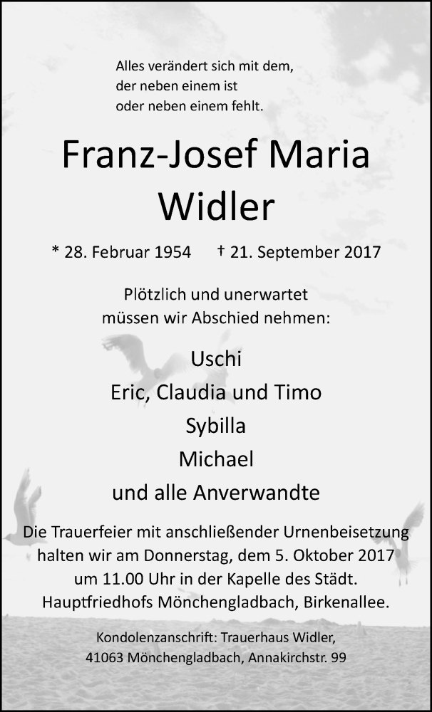  Traueranzeige für Franz-Josef Maria Widler vom 01.10.2017 aus trauer.extra-tipp-moenchengladbach.de