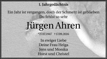 Traueranzeige von Jürgen Ahren von trauer.mein.krefeld.de