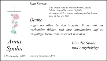 Traueranzeige von Anna Spahn von trauer.stadt-kurier.de