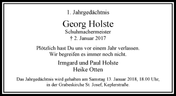 Traueranzeige von Georg Holste von trauer.extra-tipp-moenchengladbach.de