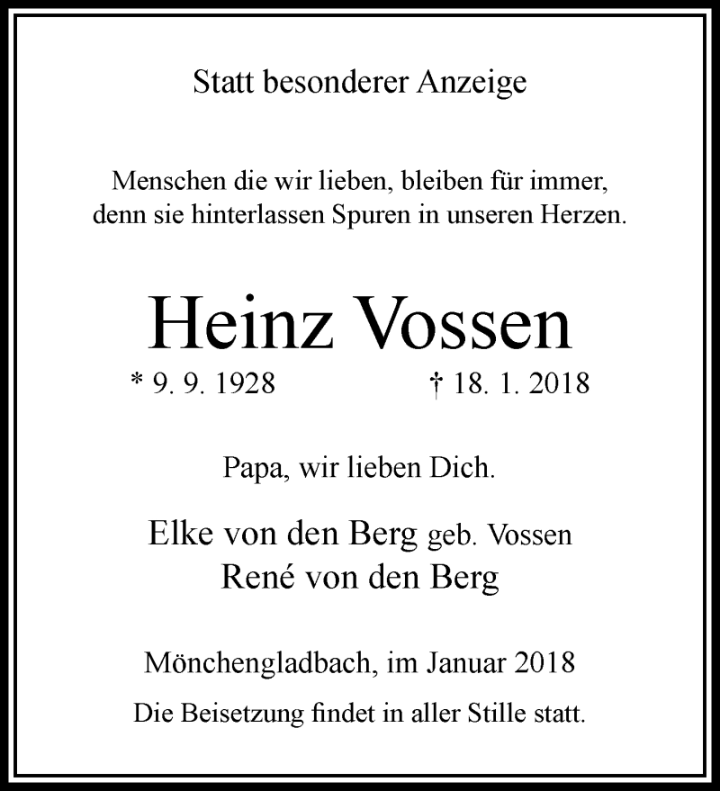  Traueranzeige für Heinz Vossen vom 21.01.2018 aus trauer.extra-tipp-moenchengladbach.de