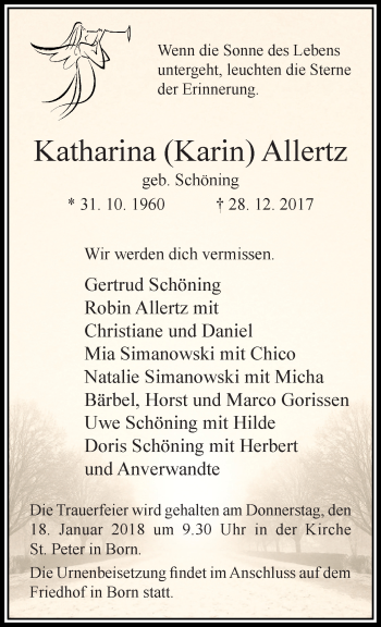 Traueranzeige von Katharina Allertz von trauer.extra-tipp-moenchengladbach.de