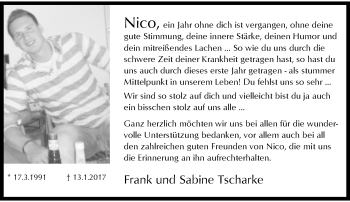 Traueranzeige von Nico  von trauer.wuppertaler-rundschau.de