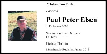 Traueranzeige von Paul Peter Elsen von trauer.extra-tipp-moenchengladbach.de