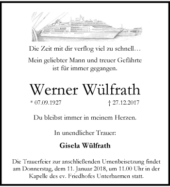 Traueranzeige von Werner Wülfrath von trauer.wuppertaler-rundschau.de