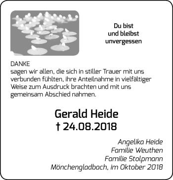 Traueranzeige von Gerald Heide von trauer.extra-tipp-moenchengladbach.de