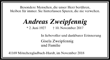 Traueranzeige von Andreas Zweipfennig von trauer.extra-tipp-moenchengladbach.de