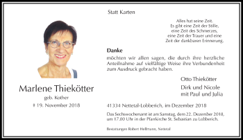 Traueranzeige von Marlene Thiekötter von trauer.extra-tipp-moenchengladbach.de