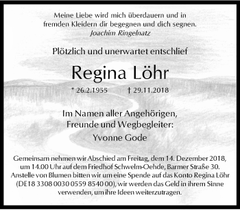 Traueranzeige von Regina Löhr von trauer.wuppertaler-rundschau.de