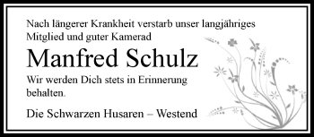 Traueranzeige von Manfred Schulz von trauer.extra-tipp-moenchengladbach.de