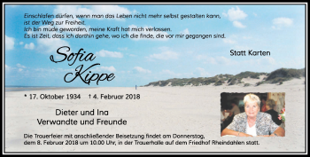 Traueranzeige von Sofia Kippe von trauer.extra-tipp-moenchengladbach.de