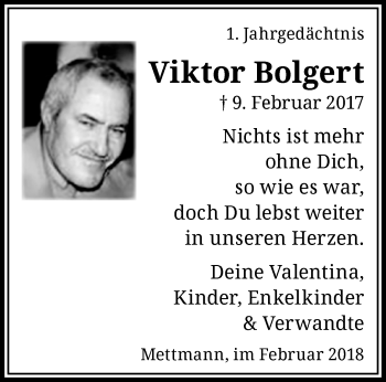 Traueranzeige von Viktor Bolgert von trauer.duesseldorfer-anzeiger.de