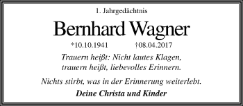 Traueranzeige von Bernhard Wagner von trauer.mein.krefeld.de